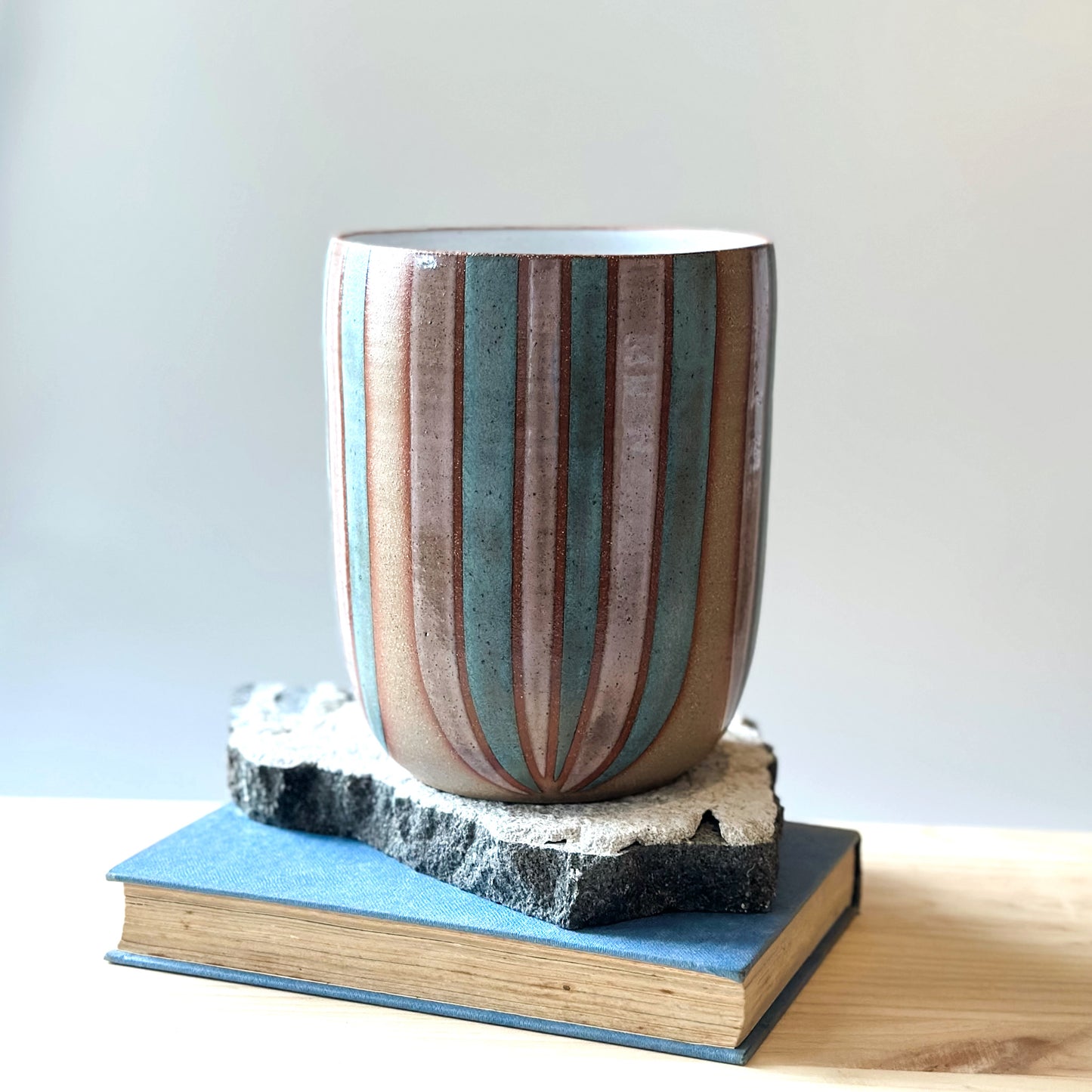 Coastal Handmade Ceramic Bouquet Vase - Blush and Blue