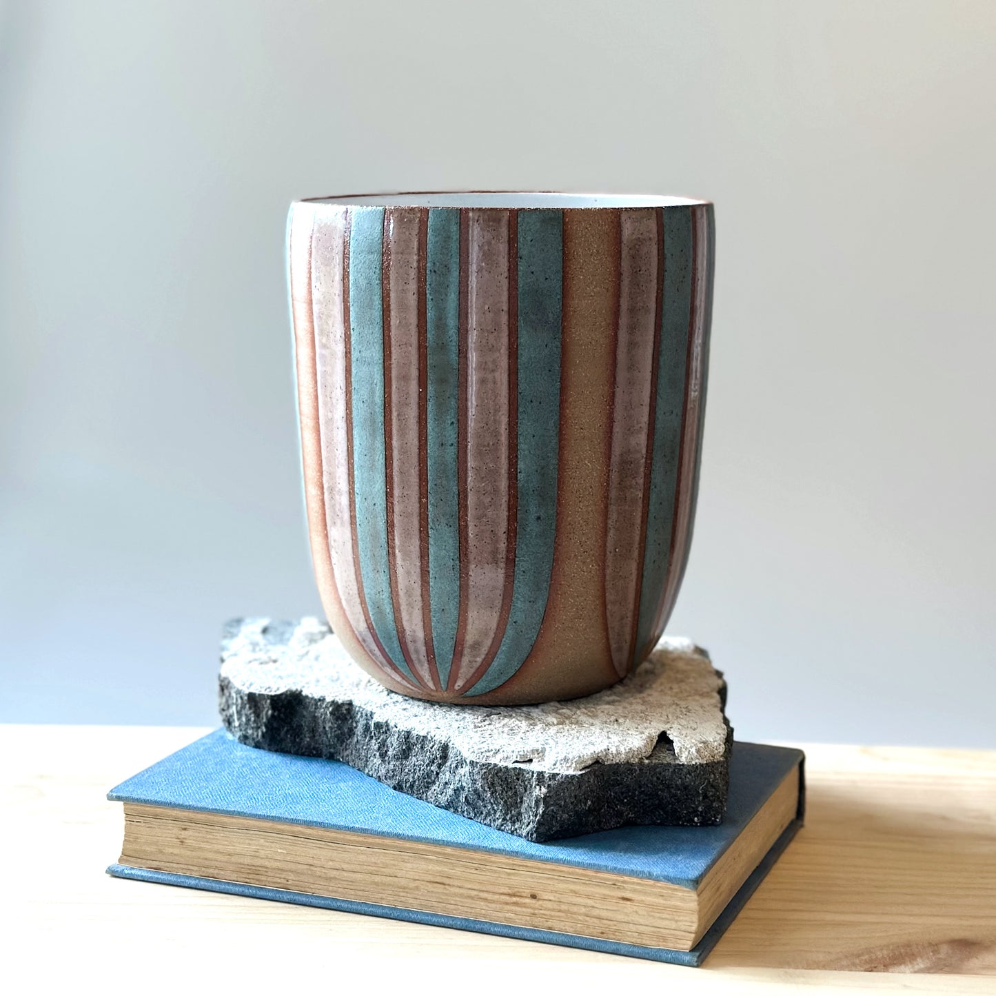 Coastal Handmade Ceramic Bouquet Vase - Blush and Blue