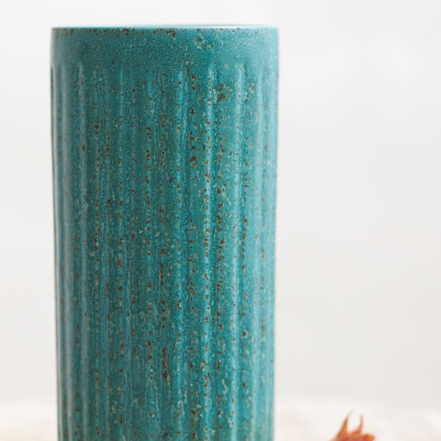 Handmade Ceramic Ribbed Vase - Green