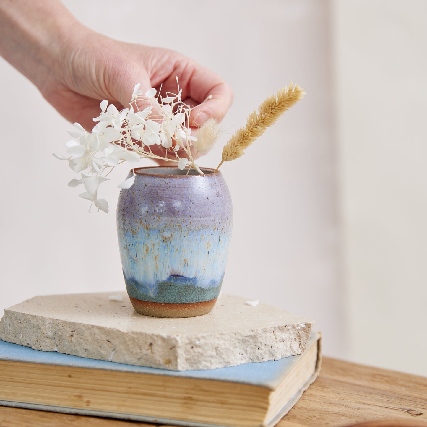 Coastal Handmade Ceramic Bellied Mini Vase