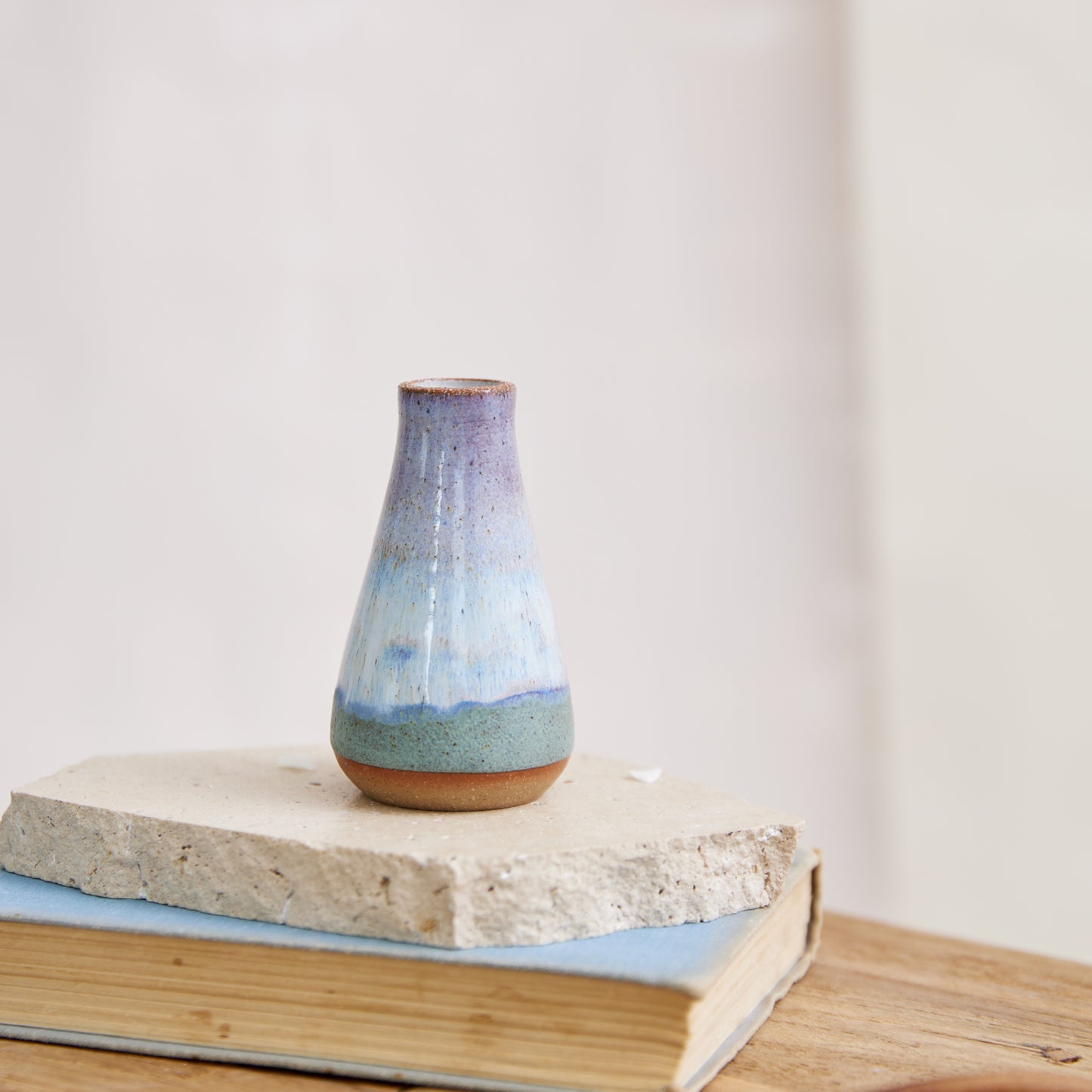 Coastal Handmade Ceramic Collared Mini Vase