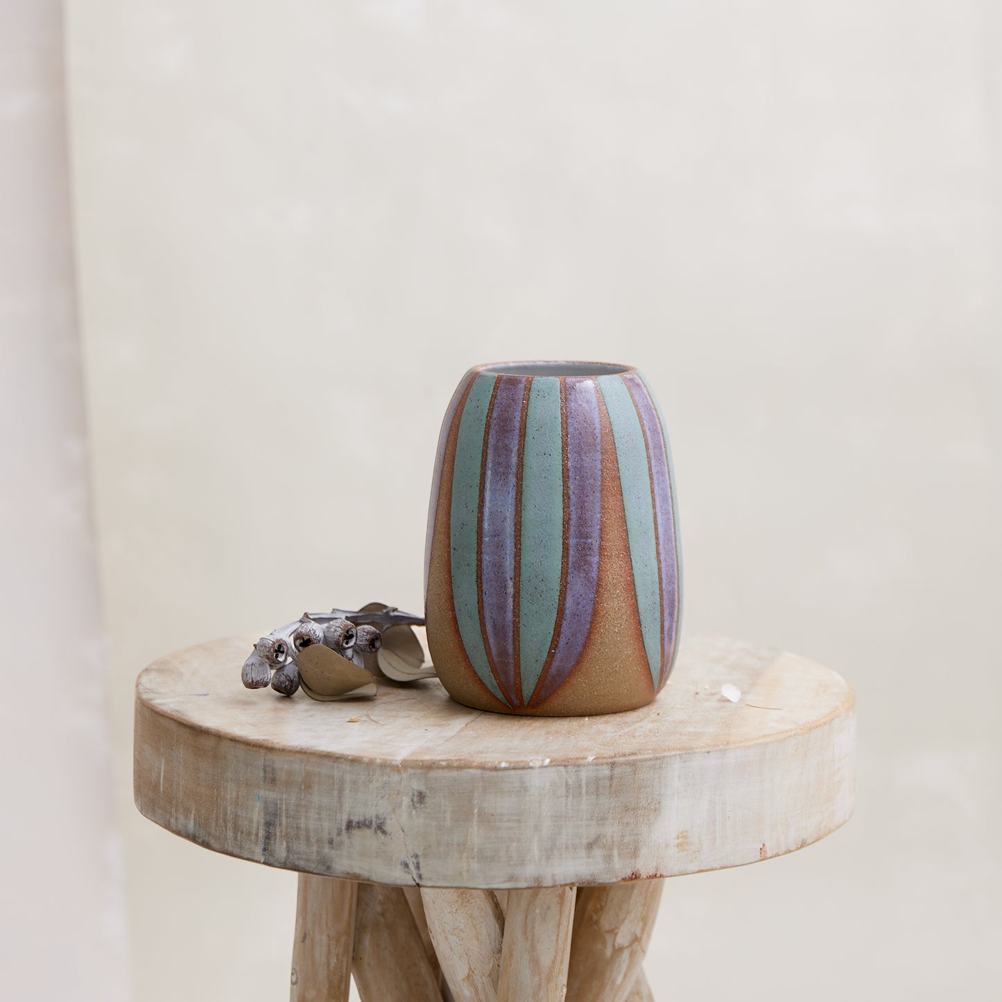Coastal Handmade Ceramic Curved Vase