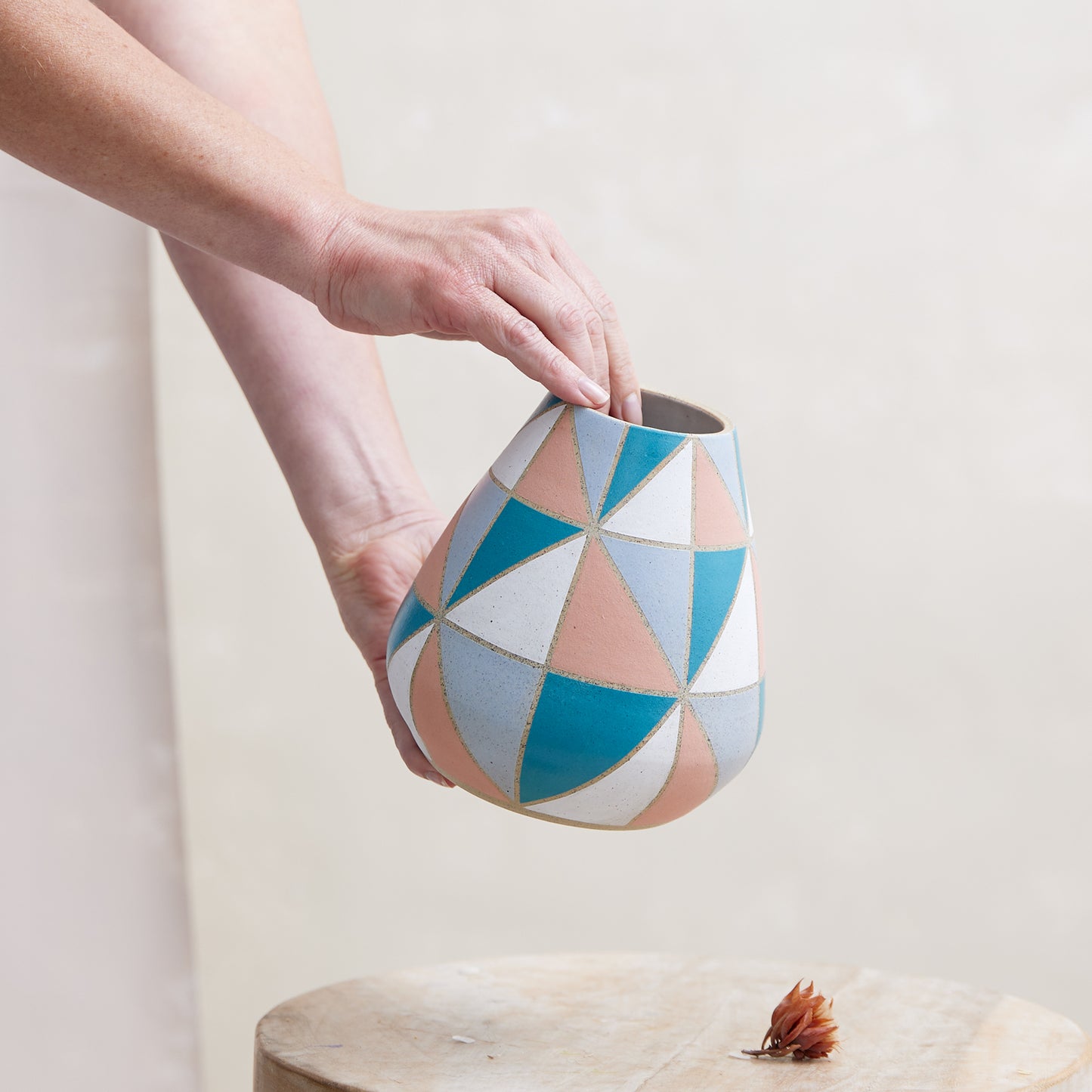 Geometric Handmade Ceramic Colourful Vase