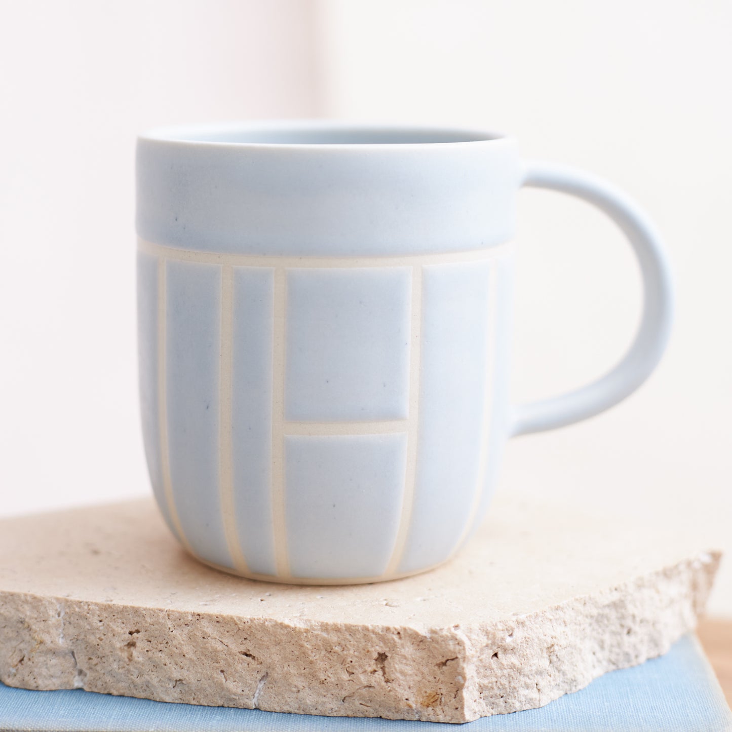 Geometric Handmade Ceramic Mug - Light Grey