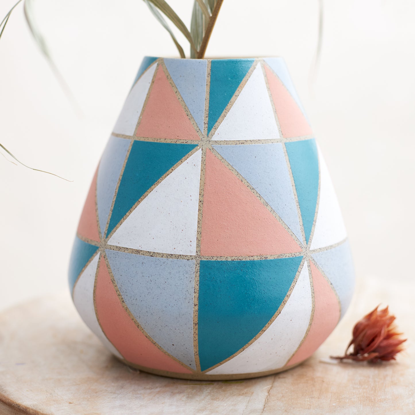 Geometric Handmade Ceramic Colourful Vase