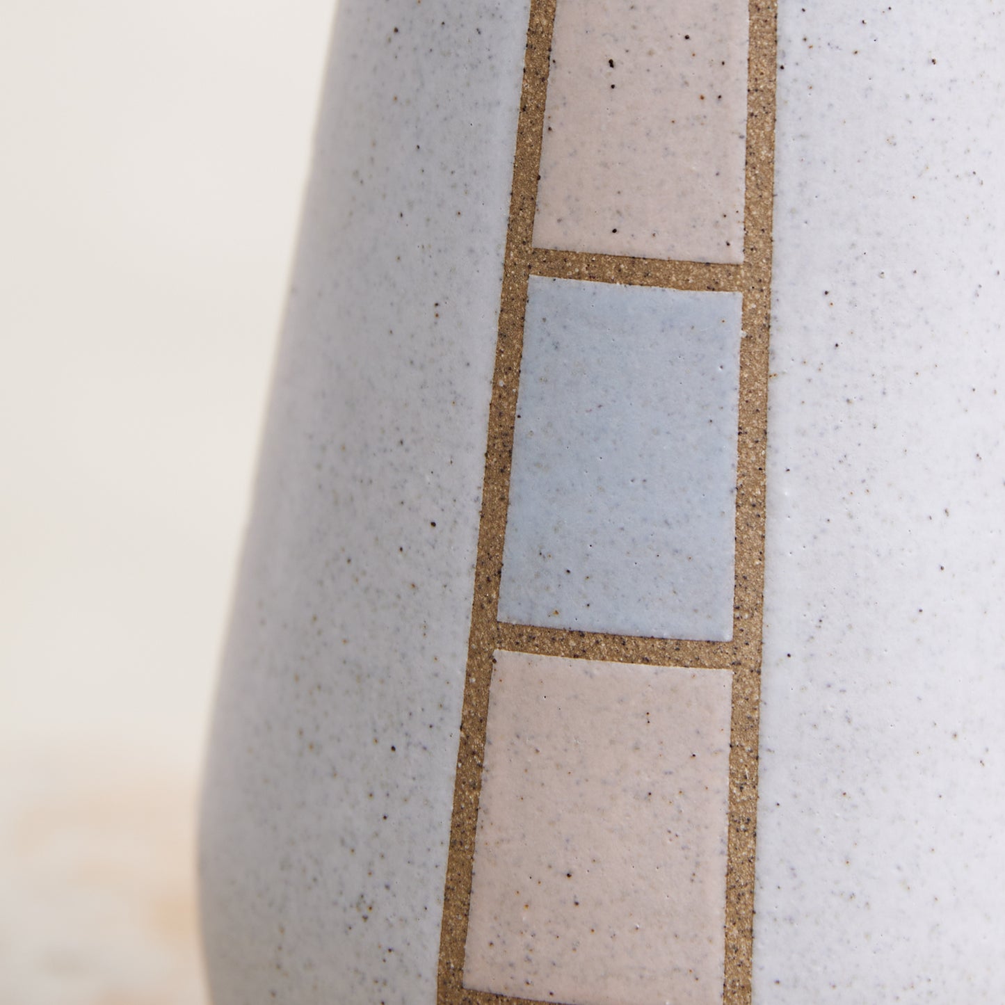 Geometric Handmade Ceramic Tall Vase - Pink and Grey