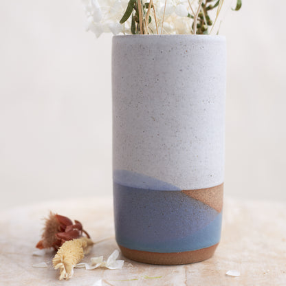 Tidal Handmade Ceramic Cylindrical Vase - Violet and Green