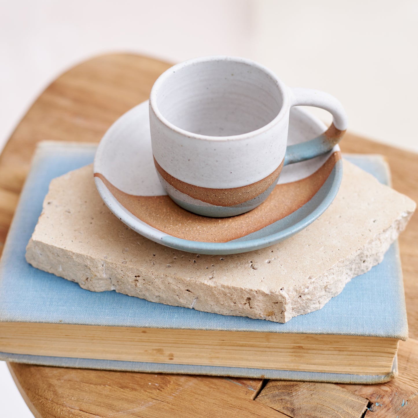 Tidal Handmade Ceramic Espresso Mug - Green and Grey