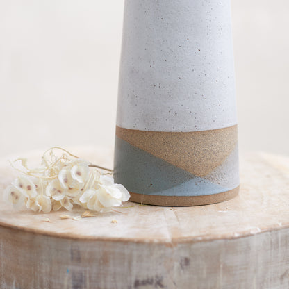 Tidal Handmade Ceramic Taper Vase - Grey and Green - Second