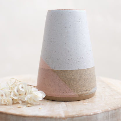 Tidal Handmade Ceramic Taper Vase - Grey and Peach