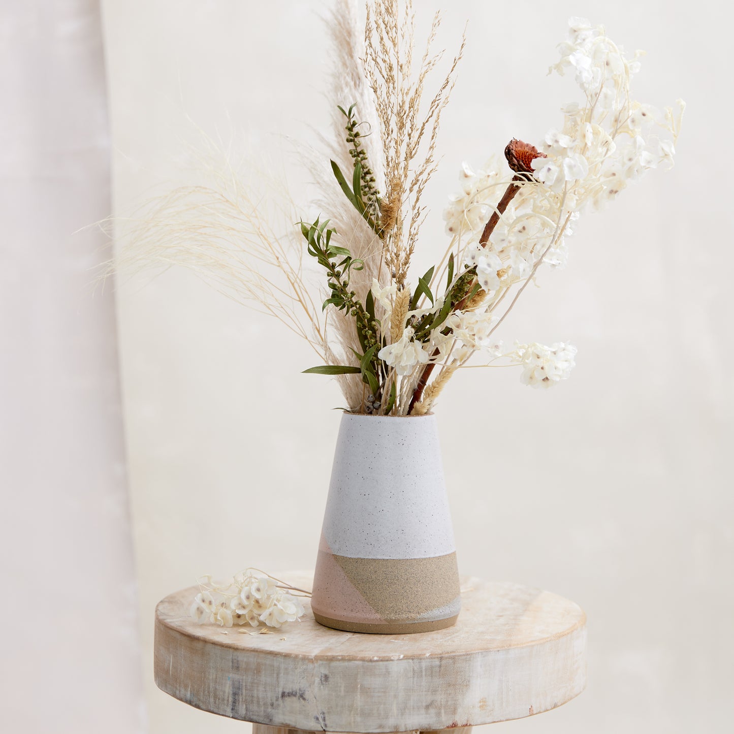 Tidal Handmade Ceramic Taper Vase - Grey and Peach