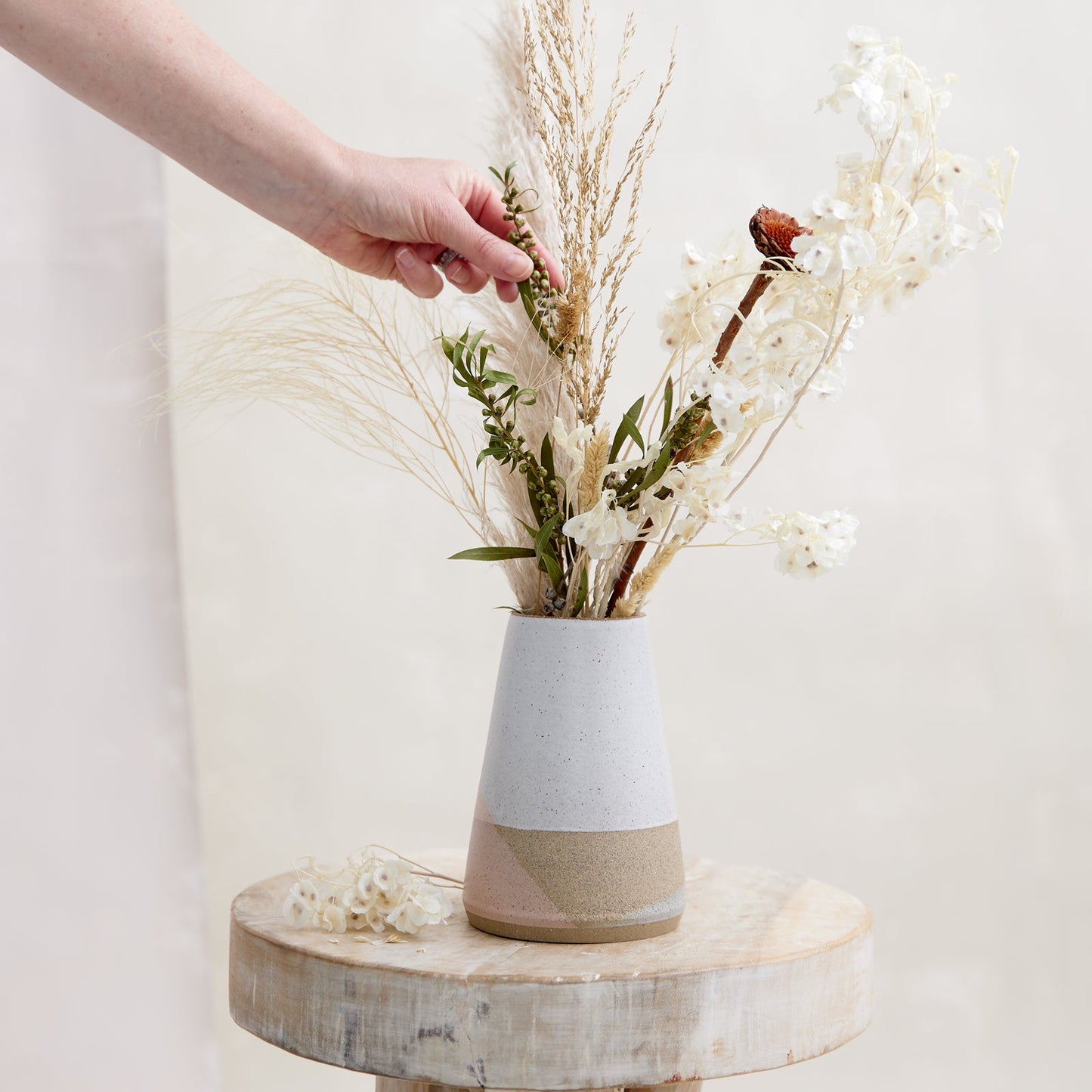 Tidal Handmade Ceramic Taper Vase - Grey and Peach - Second