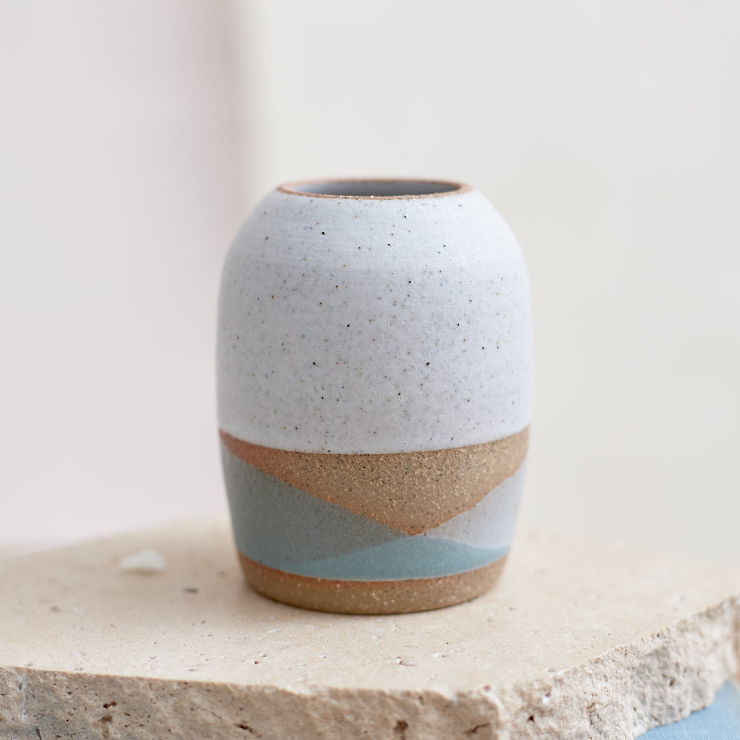 Tidal Handmade Ceramic Tapered Mini Vase - Green and Grey