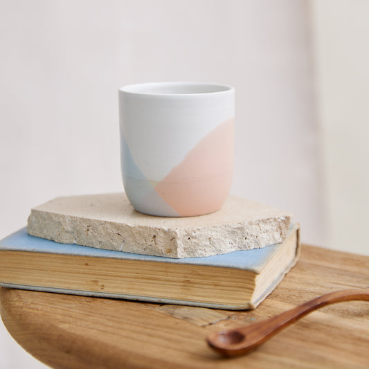Tidal Handmade Ceramic Tumbler - Peach and Grey