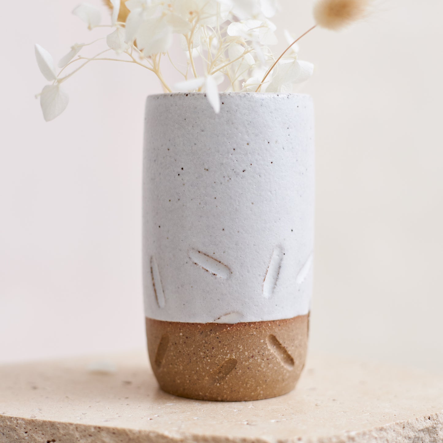 Warm Sands Handmade Ceramic Mini Vase - White