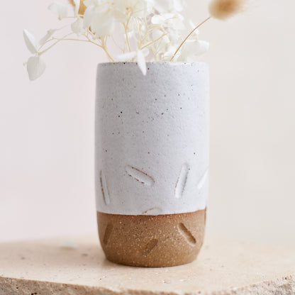 Warm Sands Handmade Ceramic Mini Vase - White